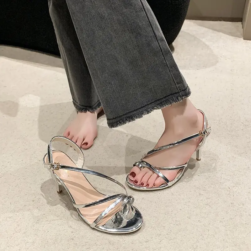 Stiletto Sandals Summer New Round Toe Open Toe One Strap Anti-slip Wear-resistant High Heels