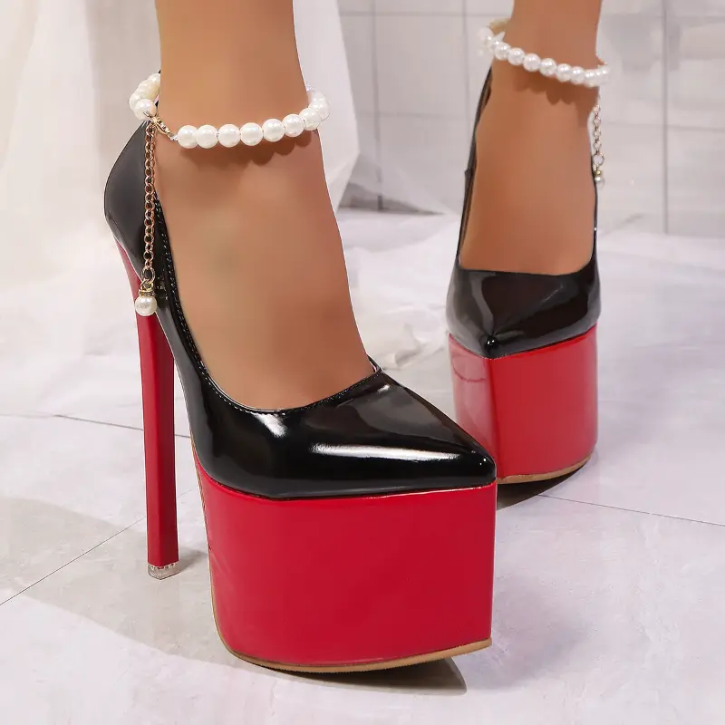 High-heeled Low-top Single Shoes for Women Fashion Pointed Shallow Mouth Set Foot Waterproof Platform Non-slip Stilettos