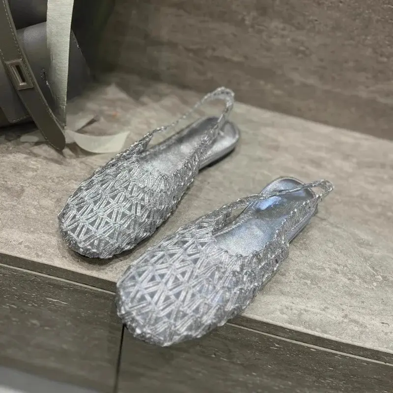 Summer New Niche Design Woven Breathable Rear Trip Strap Sandals Hollowed Out Fashion Soft Sole Wrapped Head Shoes Women