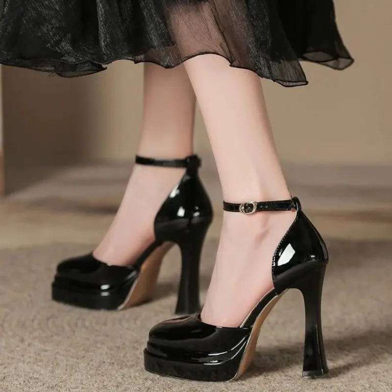 Women's Fashion Slim Heel Shoes Spring New Round Head Deep Mouth Thick Sole Anti-slip Wear-resistant High Heels