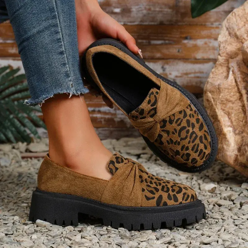 Autumn New Coarse Heel Single Shoes Women's Round Head Deep Mouth Suede Butterfly Knot Thick Sole Low Top Shoes