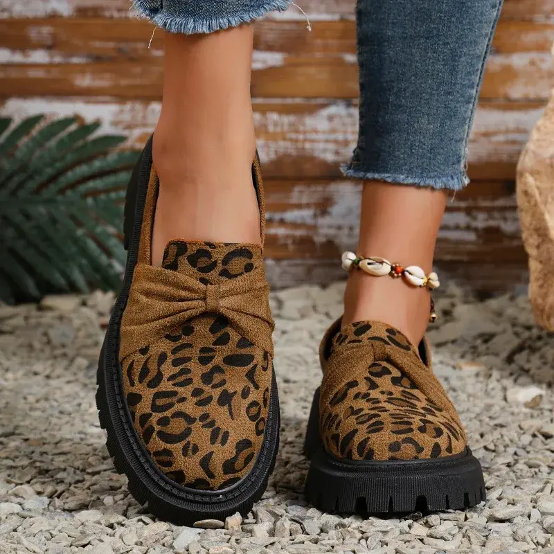 Autumn New Coarse Heel Single Shoes Women's Round Head Deep Mouth Suede Butterfly Knot Thick Sole Low Top Shoes