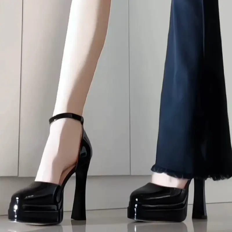 Women's Fashion Slim Heel Shoes Spring New Round Head Deep Mouth Thick Sole Anti-slip Wear-resistant High Heels