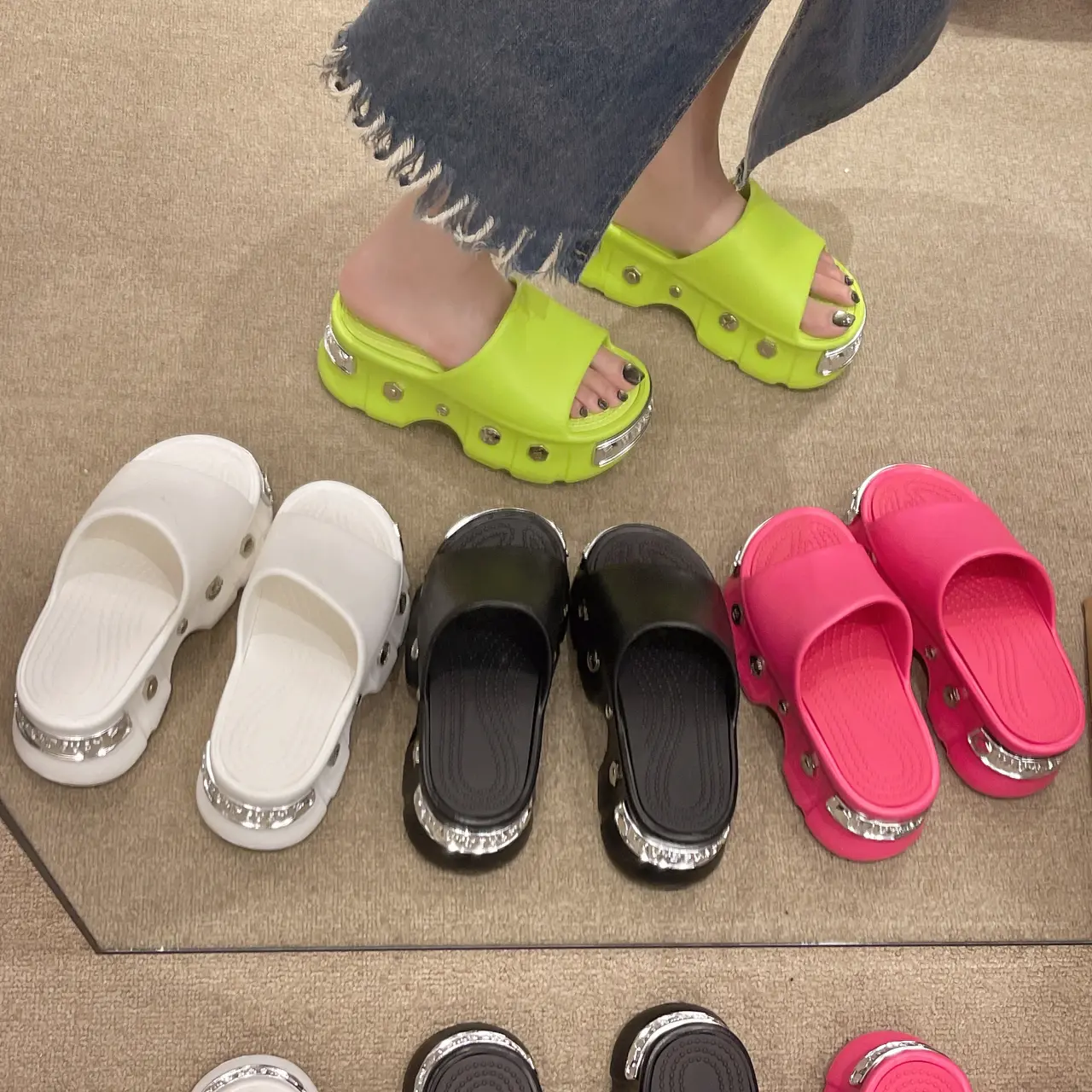 Women's Flat Shoes Summer New Round Head Open Toe Butterfly Knot Waterproof Platform Soft Sole Anti-slip Wear-resistant Slippers
