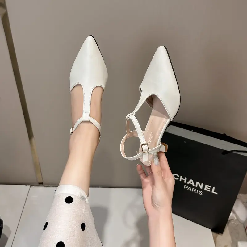 Women's Fashion Stiletto Baotou Sandals Summer New Pointy Shallow Mouth Anti-slip Wear-resistant High Heels