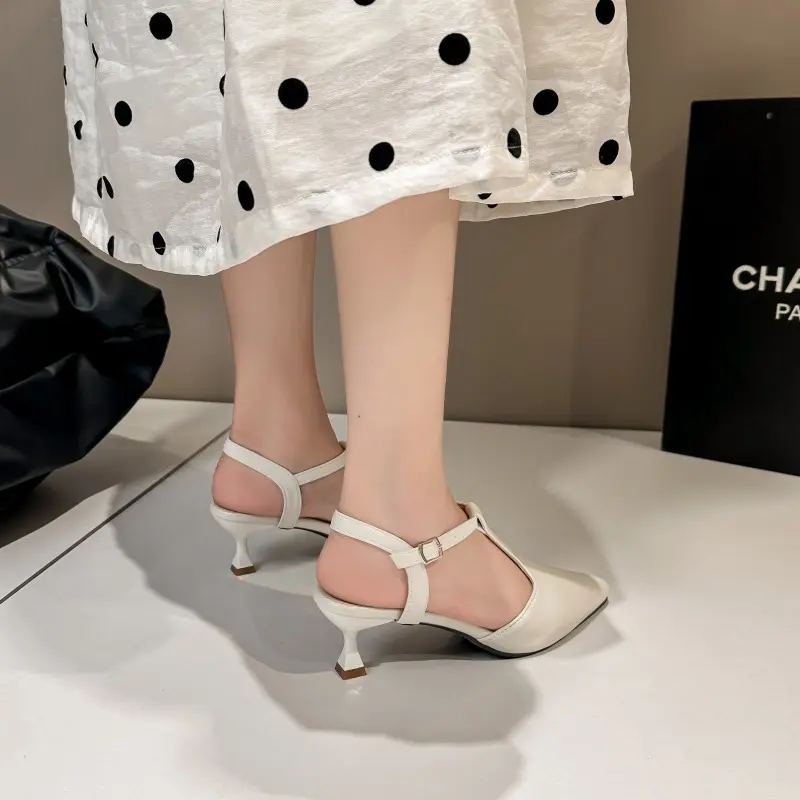 Women's Fashion Stiletto Baotou Sandals Summer New Pointy Shallow Mouth Anti-slip Wear-resistant High Heels