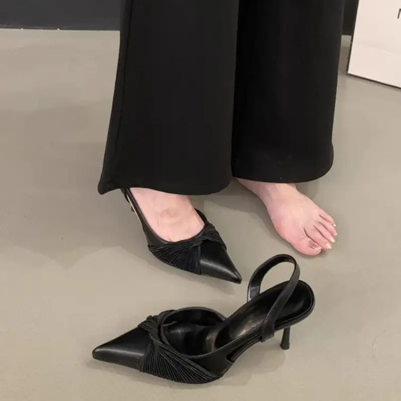 Women's Fashion Stiletto Baotou Sandals Spring New Pointy Shallow Mouth Anti-slip Wear-resistant High Heels