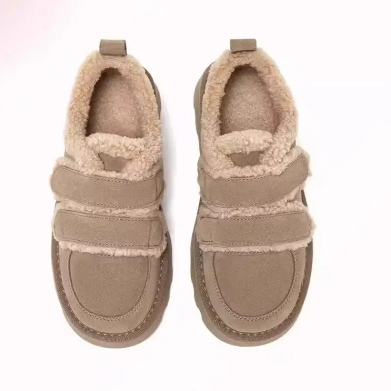 Women's Flat Snow Boots Winter New Round Head Suede Thick Soles Soft Soles Anti-slip Wear-resistant Low-top Shoes