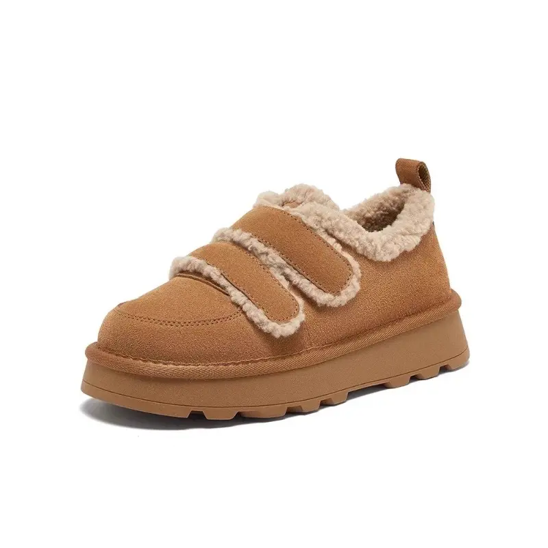 Women's Flat Snow Boots Winter New Round Head Suede Thick Soles Soft Soles Anti-slip Wear-resistant Low-top Shoes