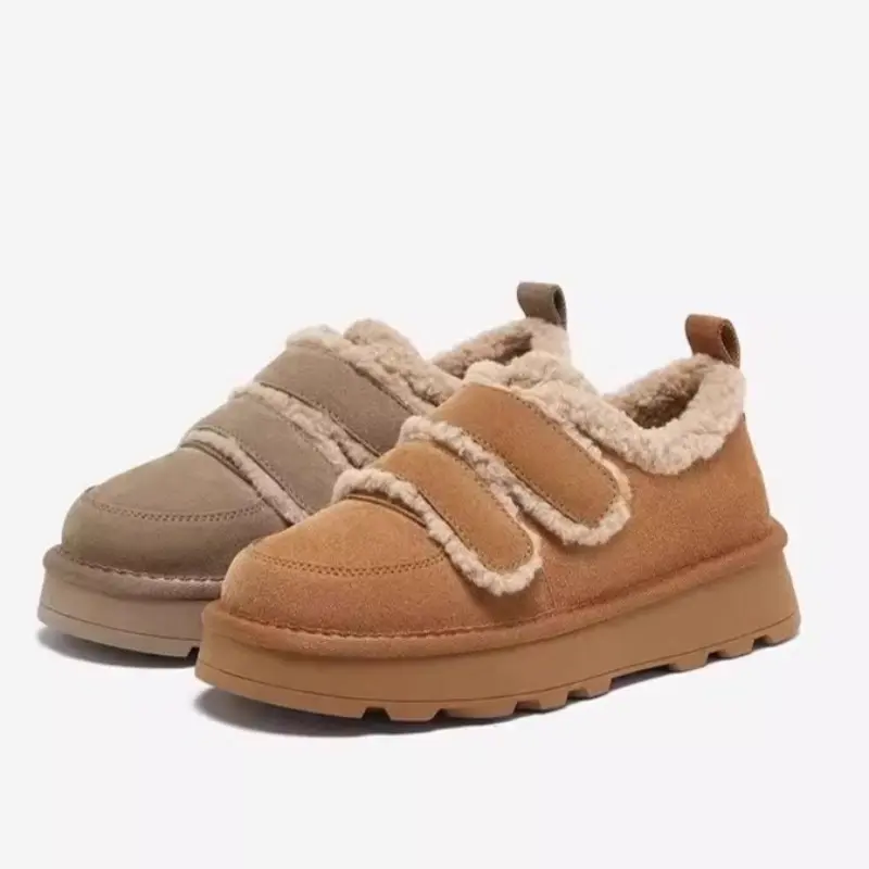 Women's Flat Snow Boots Winter New Round Head Suede Thick Soles Soft Soles Anti-slip Wear-resistant Low-top Shoes