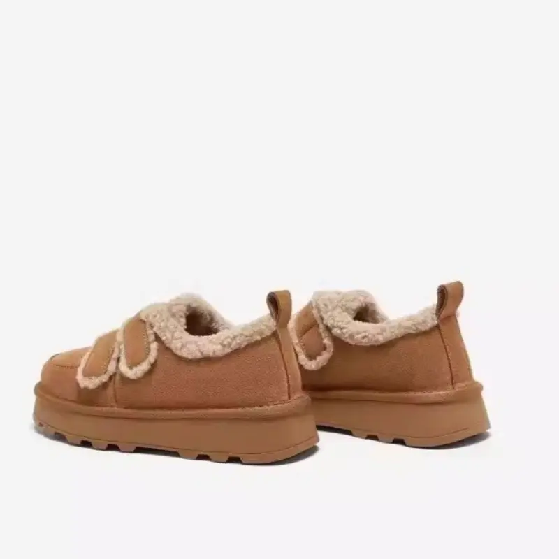 Women's Flat Snow Boots Winter New Round Head Suede Thick Soles Soft Soles Anti-slip Wear-resistant Low-top Shoes