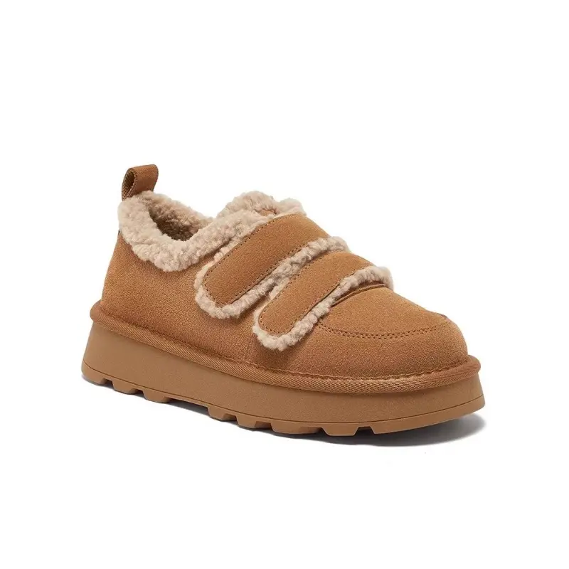 Women's Flat Snow Boots Winter New Round Head Suede Thick Soles Soft Soles Anti-slip Wear-resistant Low-top Shoes