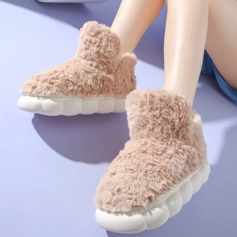 Women's Fashion Flat Shoes Winter New Round Head Suede Slip-on Thick Soles Wear-resistant Short Boots