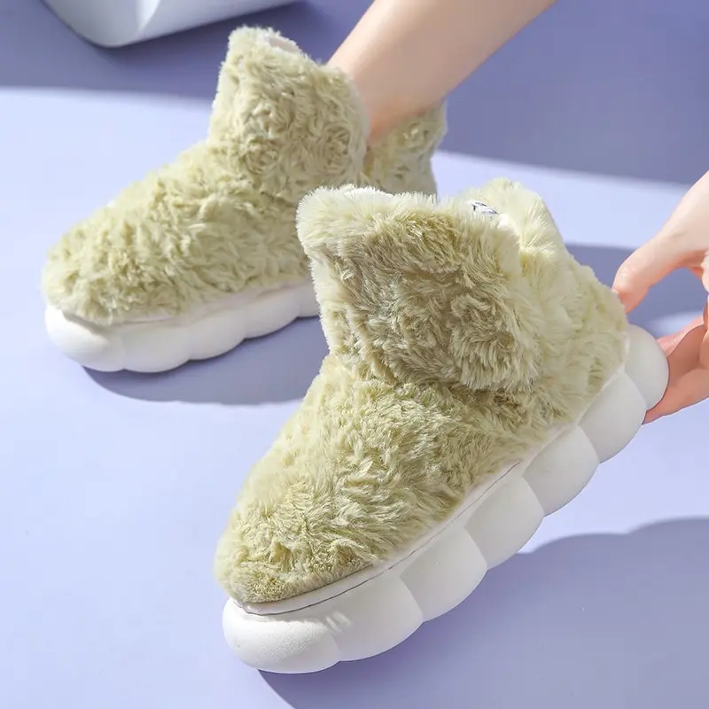 Women's Fashion Flat Shoes Winter New Round Head Suede Slip-on Thick Soles Wear-resistant Short Boots