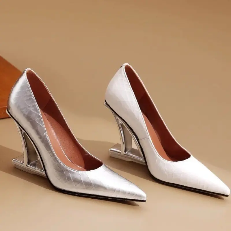 Temperament Special-shaped Heeled Single Shoes Autumn New Pointed Toe Shallow Cuff Foot Non-slip Wear-resistant High Heels