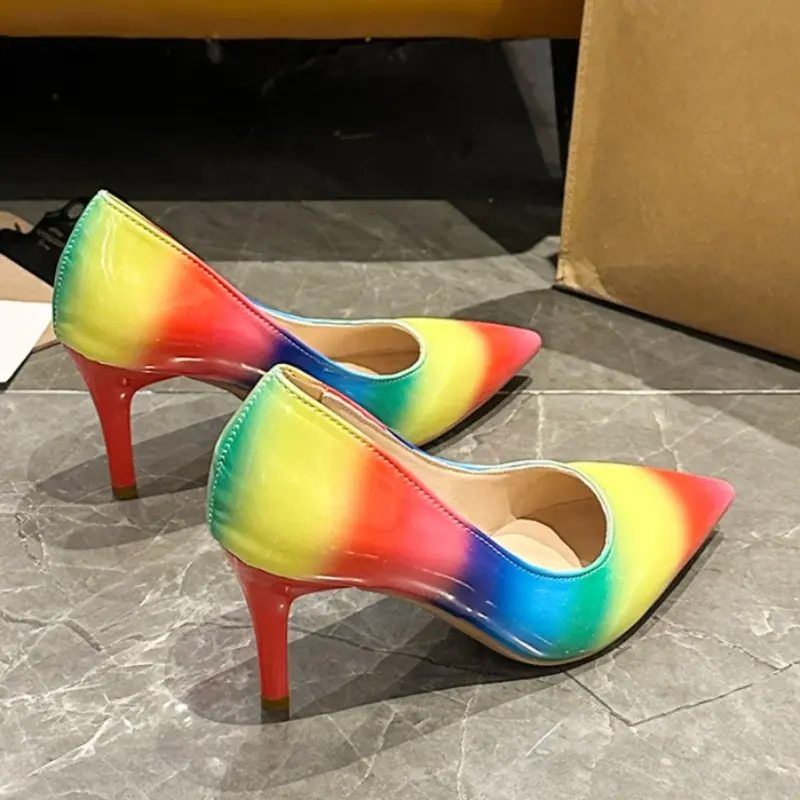 Plus Size High Heels Women's Autumn New Fashion Pointed Toe Shallow Mouth Cover Foot Multi-Color Non-Slip Stiletto Single Shoes