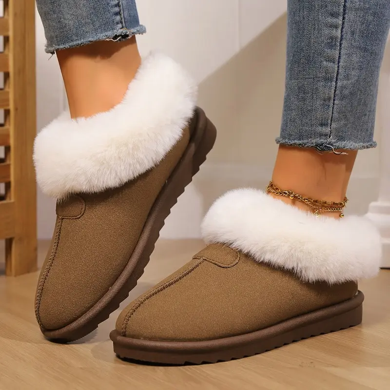 Women's Winter New Snow Boots Fashion Round Head Sleeve Thick Sole Anti-slip Wear-resistant Short Flat Boots