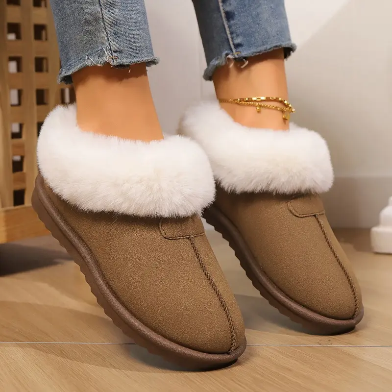 Women's Winter New Snow Boots Fashion Round Head Sleeve Thick Sole Anti-slip Wear-resistant Short Flat Boots