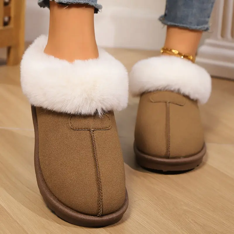 Women's Winter New Snow Boots Fashion Round Head Sleeve Thick Sole Anti-slip Wear-resistant Short Flat Boots