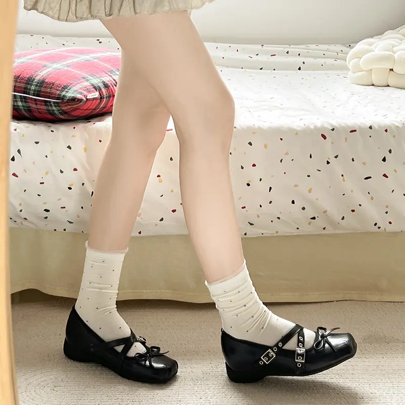Mary Jane Heightened 5CM Bow Small Single Shoes Women's Summer New Versatile French Shallow Flat Ballet Shoes