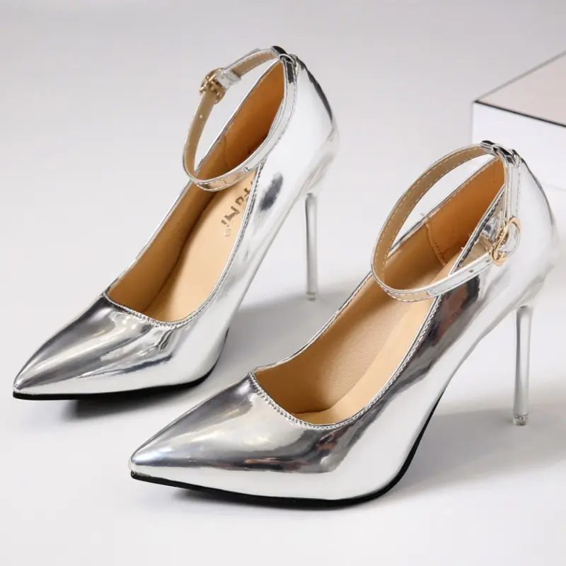 Women's Fall New Thin Heel Single Shoes Pointed Shallow Mouth Sequin A Slip-on Non-slip Quality High Heels
