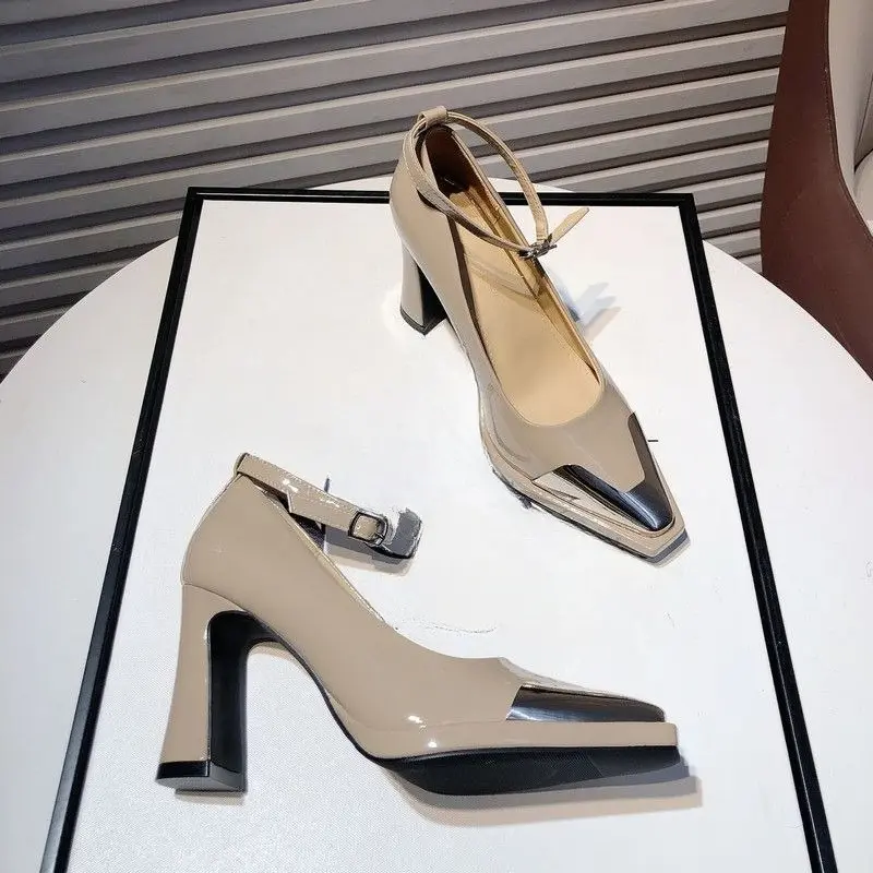 Metallic Pointed-toe High Heels Autumn New Shallow-mouthed One-band Anti-slip Wear-resistant Single Shoes