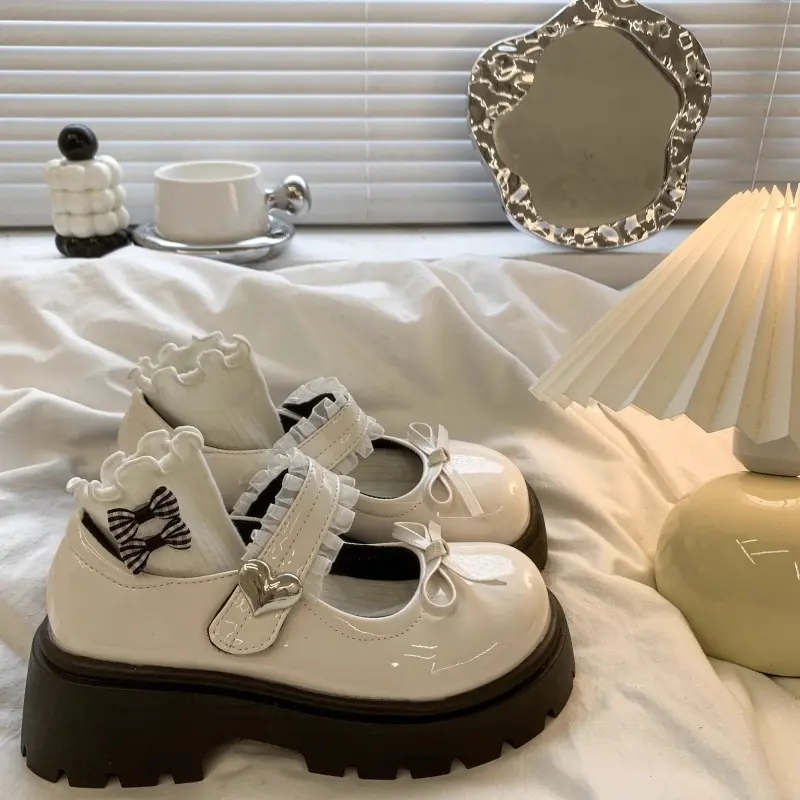 Retro Bow Platform Small Leather Shoes Women's New Autumn Round Toe Shallow Mouth Hundred Matching Skirt Mary Jane Shoes
