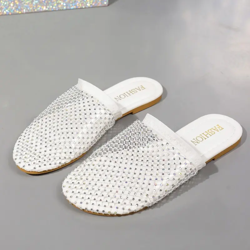 Baotou Summer Fashion Wear Korean Version of Simple Non-slip Lazy Sandals Hollow Breathable Mesh Women's Slippers Women Shoes