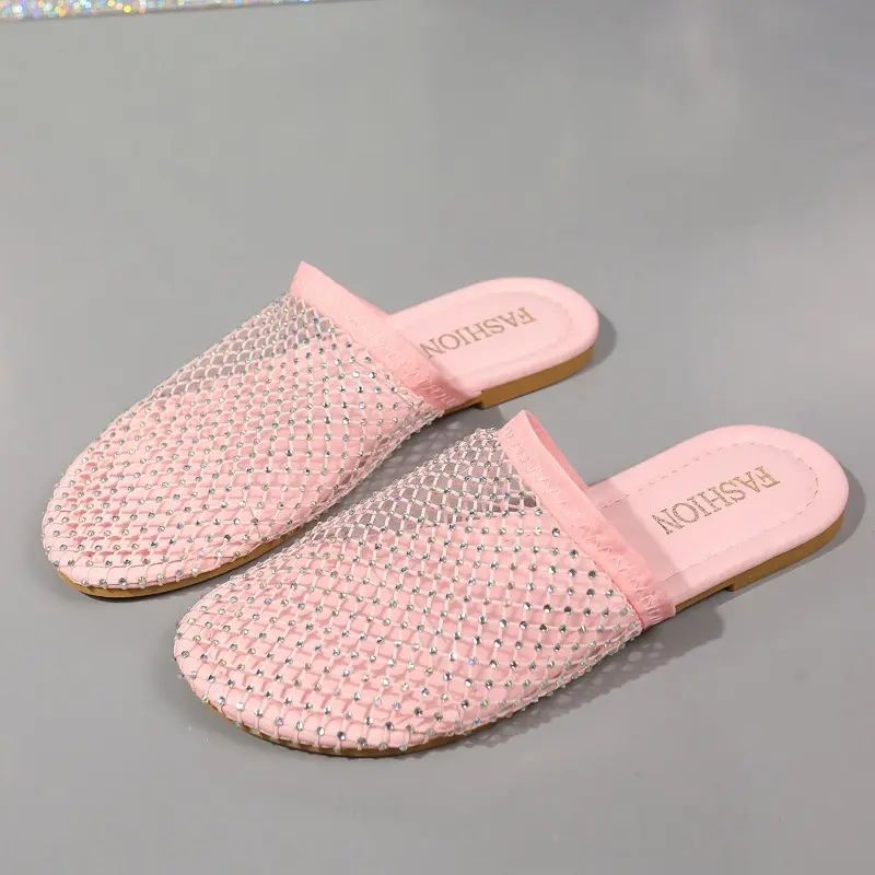 Baotou Summer Fashion Wear Korean Version of Simple Non-slip Lazy Sandals Hollow Breathable Mesh Women's Slippers Women Shoes