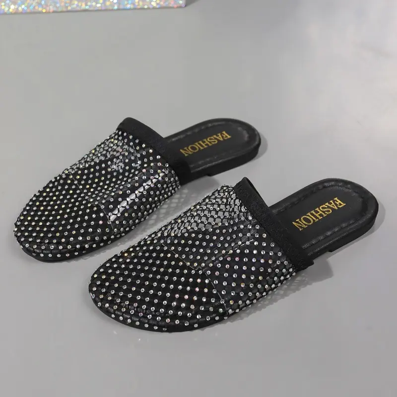 Baotou Summer Fashion Wear Korean Version of Simple Non-slip Lazy Sandals Hollow Breathable Mesh Women's Slippers Women Shoes
