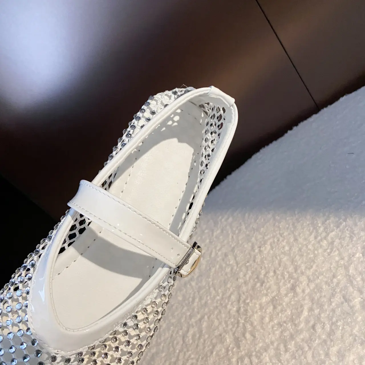 Mesh Breathable Rhinestone Fashion Versatile Women's New Foreign Style Niche Belt Flat Soft Soled Mary Jane Shoes Womens Shoes
