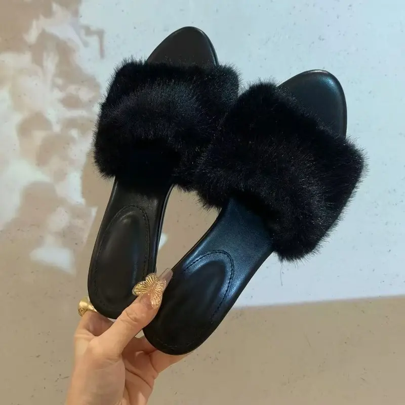 Stiletto Slippers Fall New New Pointed Fuel Slip-on Non-Slip Anti-Slip Wear-Resistant High Heels