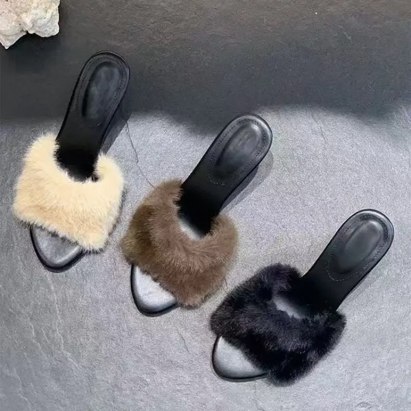Stiletto Slippers Fall New New Pointed Fuel Slip-on Non-Slip Anti-Slip Wear-Resistant High Heels