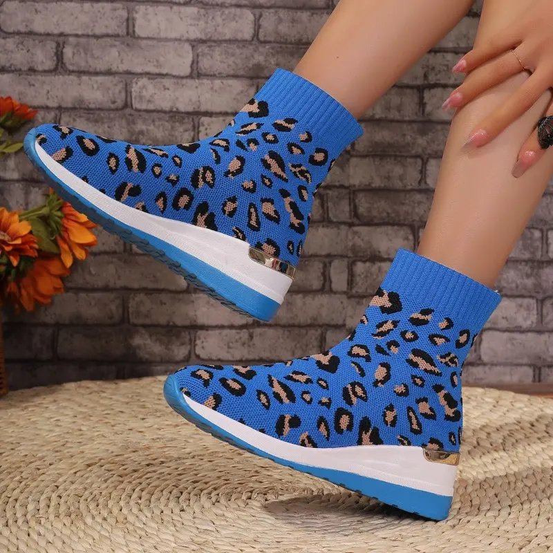 Women's Knitted Ankle Boots Women's New Autumn Chunky Heel Round Head Elastic Fashion Sock Boots