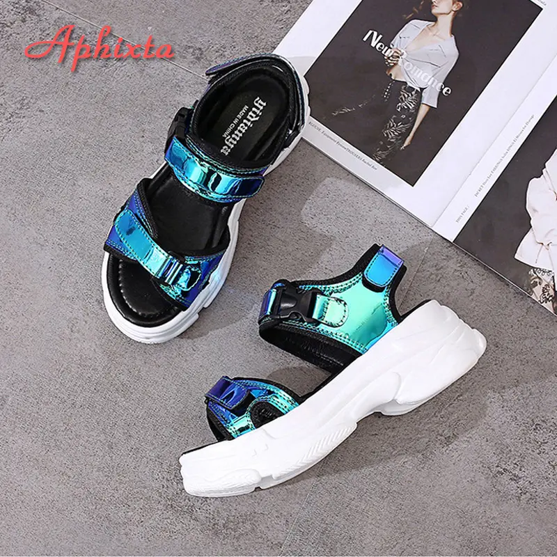 Aphixta 1.968 inch Platform Women Sandals 2022 New Fashion Ladies Hook & Loop Shoes Women's Wedges Shoes Summer Sandals