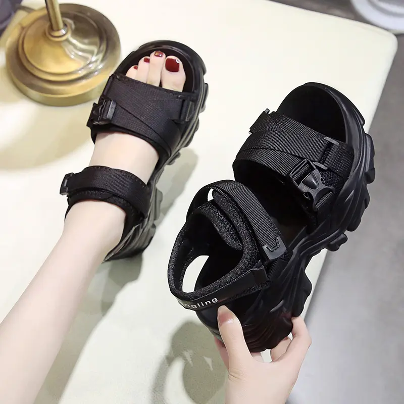 Aphixta Wedge Sandals Classic Hook Loop Platform Shoes For Woman  8cm High Heels Cool Summer Shoes Female sandalias de tacón
