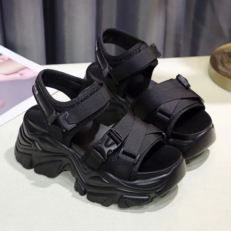 Aphixta Wedge Sandals Classic Hook Loop Platform Shoes For Woman  8cm High Heels Cool Summer Shoes Female sandalias de tacón