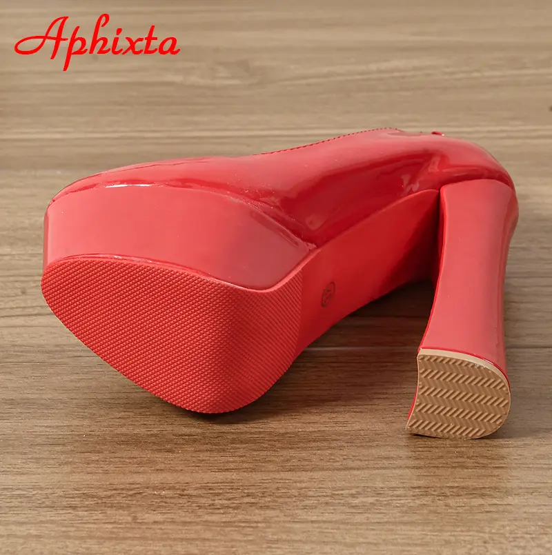 Aphixta 2cm Belt Buckle Pimp Super Big 49 50  Pumps Women 5.5cm Platform Hot Sale Party Disco Dance 16cm High Chunky Heels