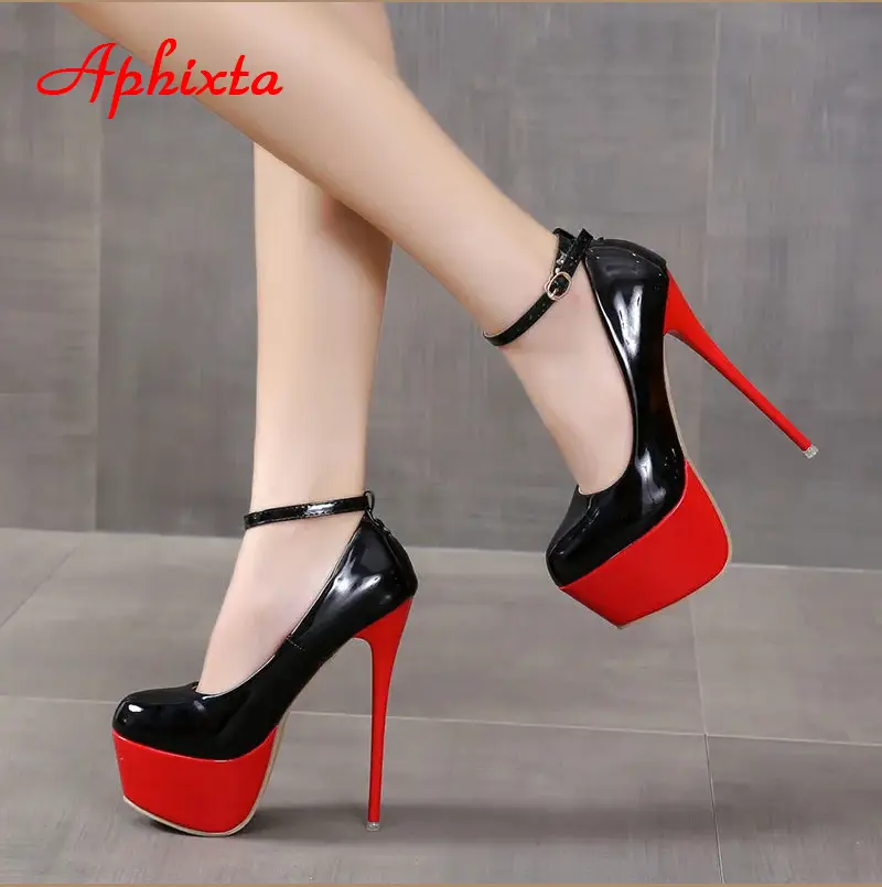 Aphixta 2025 Hot Sale Party Disco Dance Pumps Women 5.5cm Platform Girding Buckle 16cm Super High Thin Heels Fashion Pumps