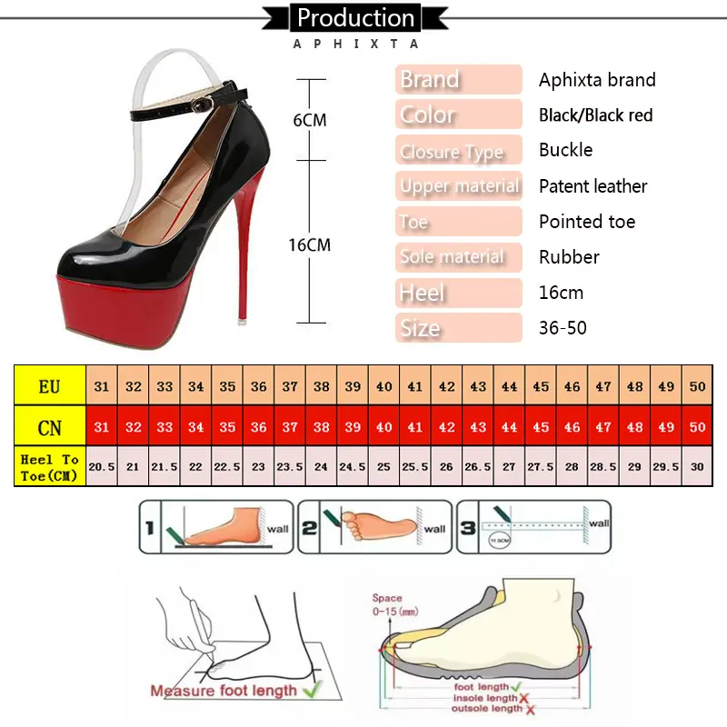 Aphixta 2025 Hot Sale Party Disco Dance Pumps Women 5.5cm Platform Girding Buckle 16cm Super High Thin Heels Fashion Pumps