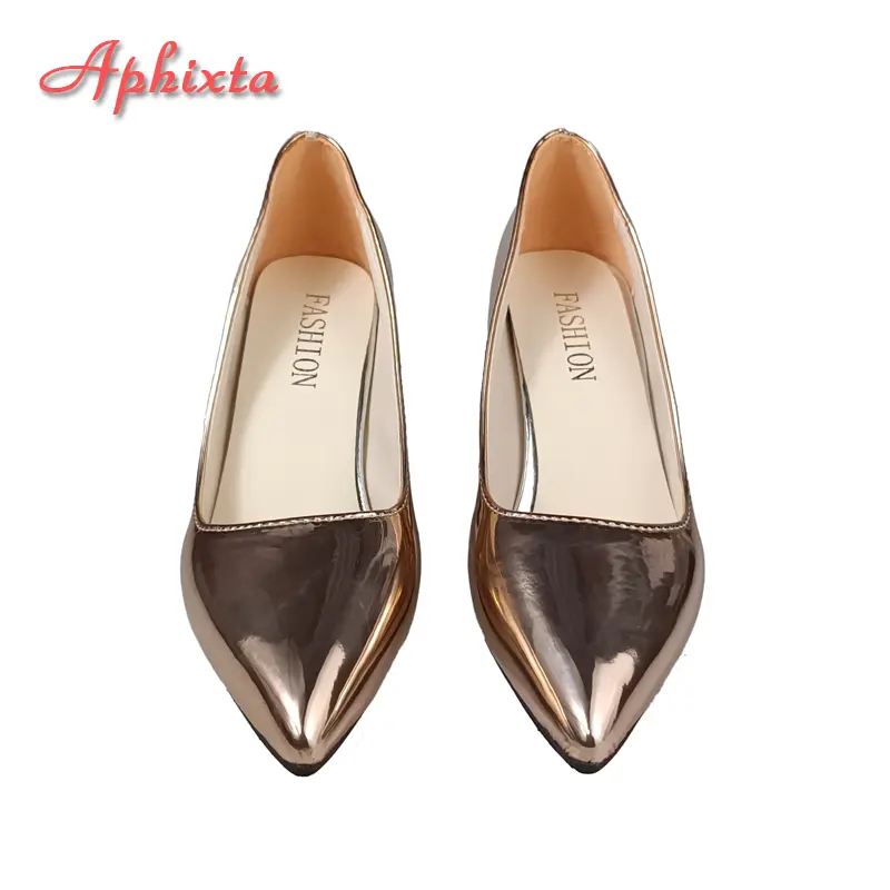 Aphixta 2025 Autumn Champagne 7cm Chunky Heels Pumps Women Shoes Pointed Toe Fashion Pumps Super Big Size 50