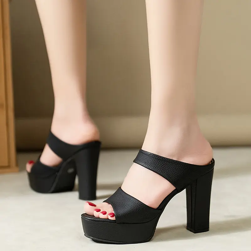 Aphixta Platform Slides 10cm Super High Heels Sandals Summer Woman Shoes Elegant Party Slides Shoes Sexy Outside Heels Size 42
