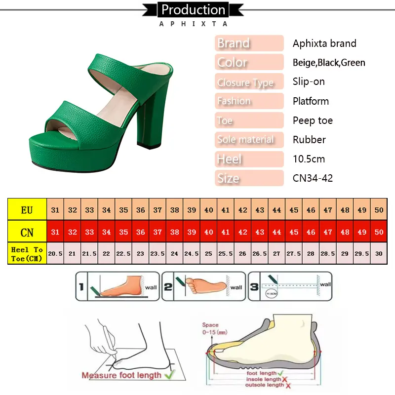 Aphixta Platform Slides 10cm Super High Heels Sandals Summer Woman Shoes Elegant Party Slides Shoes Sexy Outside Heels Size 42