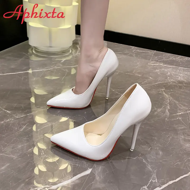 Aphixta 2024 Super High 12cm Corlorful Stiletto Heels Pumps Women Shoes Fashion Pointed Toe Florescence Patent Leather Office