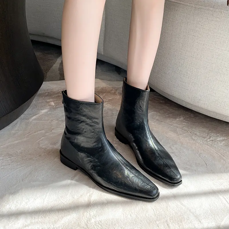 Aphixta Back Zipper Shoes Women Boots Crystal Square Heel Ankle Boots For Women Botines Mujer Ladies Shoes Fashion Woman Shoes