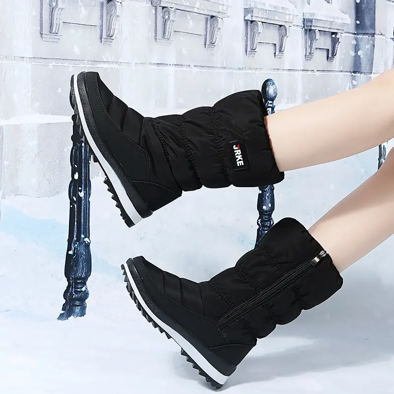 APHIXTA New Winter Plush Snow Boots Woman Thick Sole Shoes Women Mid-Calf Boots Platform Women's Boots Waterproof 36-41