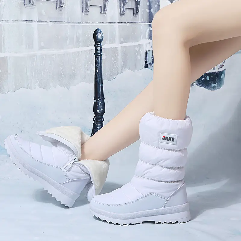 APHIXTA New Winter Plush Snow Boots Woman Thick Sole Shoes Women Mid-Calf Boots Platform Women's Boots Waterproof 36-41