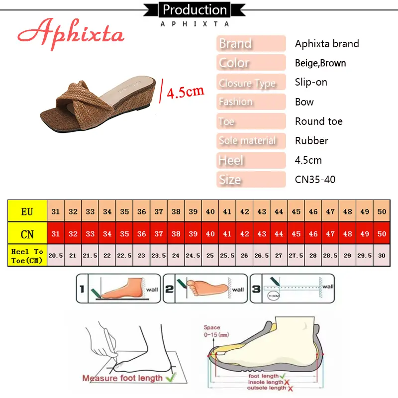 Aphixta Women Wedge Heel Slides 4.5m Med Heels Outside Slippers for Women Summer Beach 2025 Trend Shoes Sandalias De Mujer
