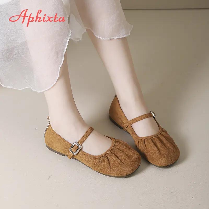 LazySeal Flat With Women Loafers Cow Suede Soft Flats Woman Casual Shoes Yellow Pleated Loafers Comfortable Footwear Big Size 43