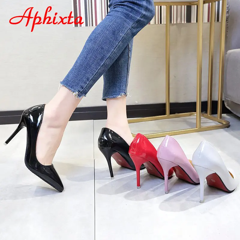 Aphixta 2024 Shoes Women Pumps High Heels Pointed Toe Thin Heels 7cm 10cm Shoes Wedding Party Leisure Nude Super Big Size 48